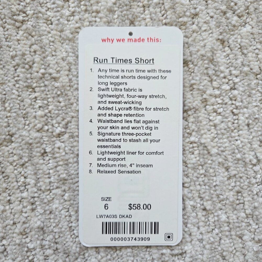 Lululemon Run Times Shorts Women's Size 6 Dark Adobe Burgundy Red 4" Running Gym - Picture 15 of 16